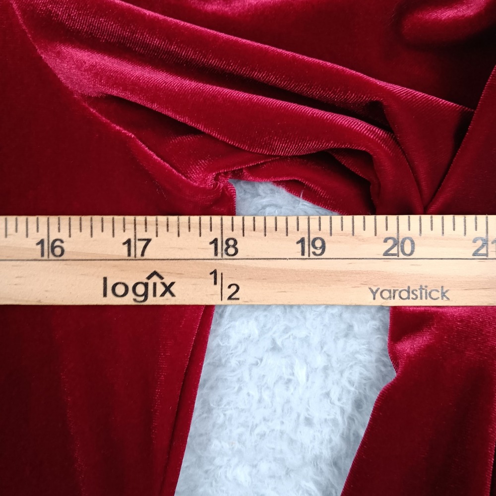 Calvin Klein Dress A-Line Woman 10 Red Velvet Tie Neck Puff Sleeve CD2V1B1E - Picture 9 of 11